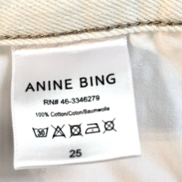 NWT Anine Bing Etta High Rise Cropped Straight Leg  Denim Jeans Off White 25 - Picture 13 of 14